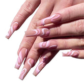 24pcs Long Square Pink False Nail -JP1407